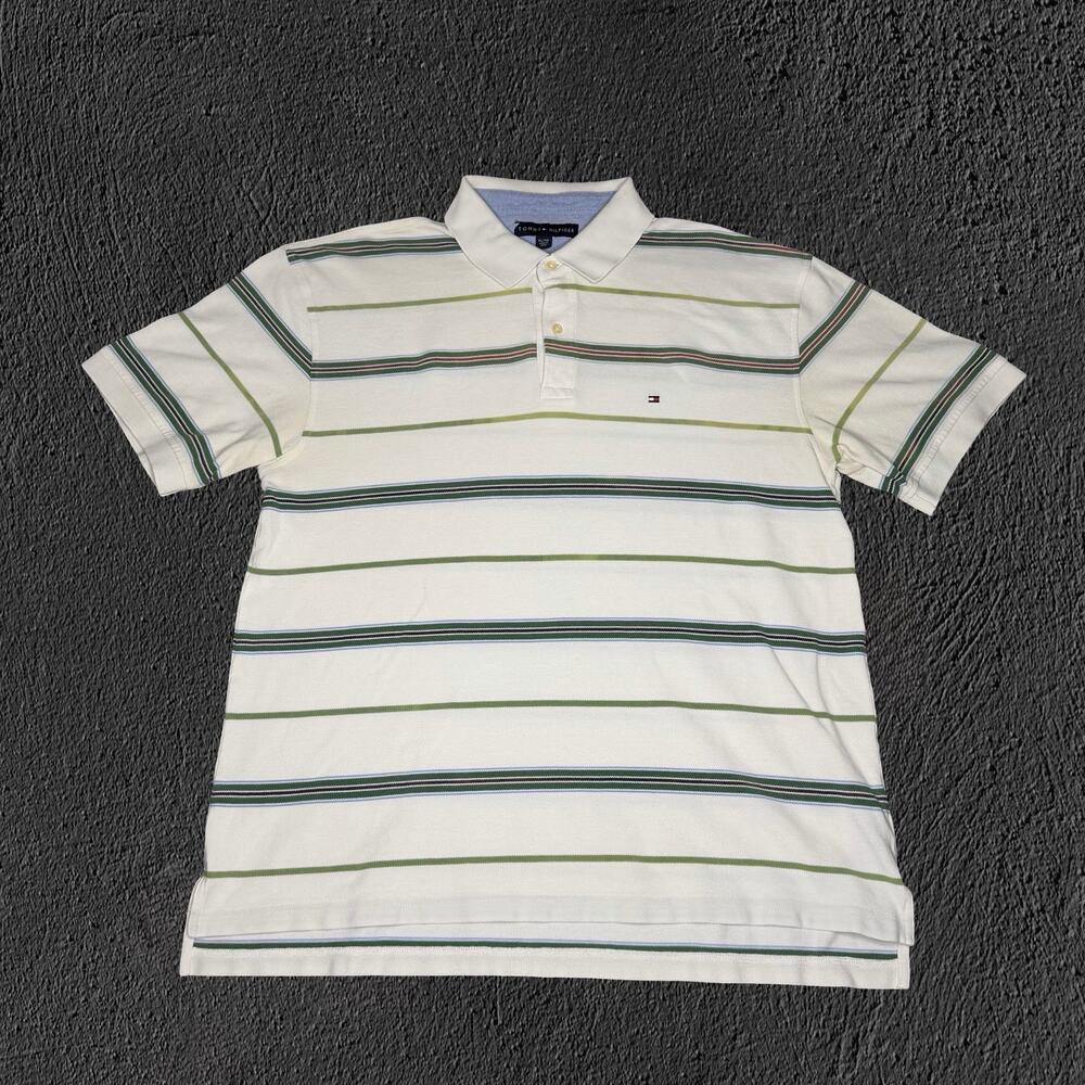 Tommy Hilfiger Green/White Striped Polo